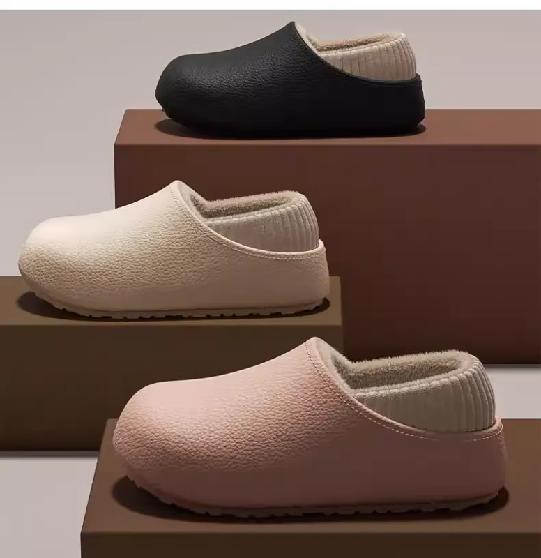 Operating Room Waterproof Cotton Slippers for Women to Wear in Winter Fleece-Lined to Heattech Thick-Soled Home Non-Slip 